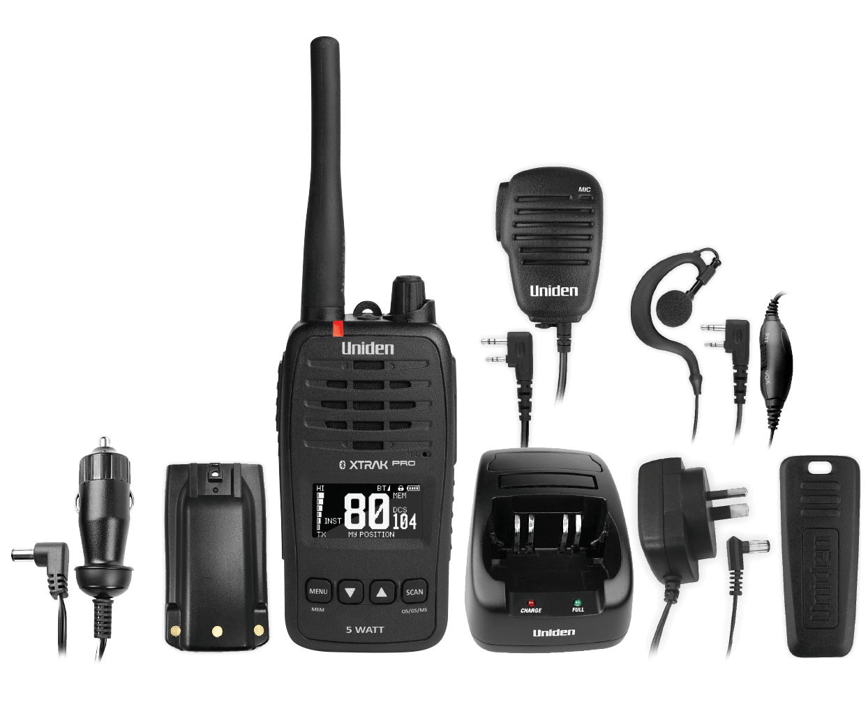 Xtrak 50 Pro 5 Watt Waterproof Smart UHF Handheld Radio with Large OLED Display, Location Sharing with Instant Replay Function